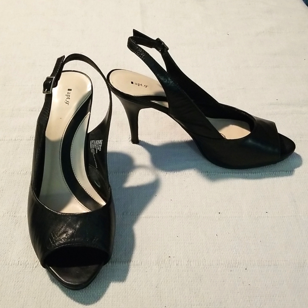 Apt 9 Black Open Toe Slingback Heels
